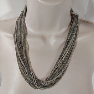 Chico's Necklace Silver Tone Multi Strands Chain Costume Jewelry